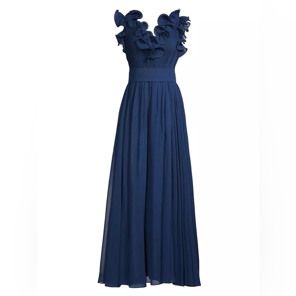 $590 Basix Sleeveless Ruffle Gown size 6